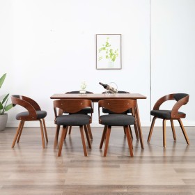Dining chairs 6 units curved wood and dark gray fabric by vidaXL, dining chairs - Ref: Foro24-278843, Price: 942,77 €, Discou...