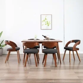 Esszimmerstühle 6 Einheiten aus gebogenem Holz und dunkelgrauem Stoff von vidaXL, Essstühle - Ref: Foro24-278843, Preis: 860,...