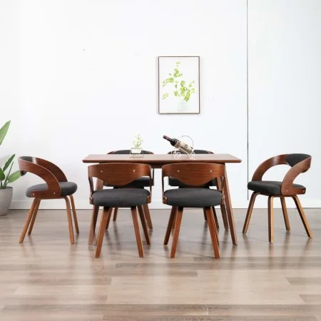 Dining chairs 6 units curved wood and dark gray fabric by vidaXL, dining chairs - Ref: Foro24-278843, Price: 860,26 €, Discou...