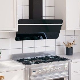 Wand-Dunstabzugshaube aus Stahl und schwarzem Hartglas, 90 cm von vidaXL, Extraktoren - Ref: Foro24-51673, Preis: 236,36 €, R...