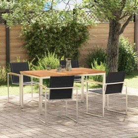 Conjunto de Comedor de Jardín 5 pcs Madera sólida de teca
