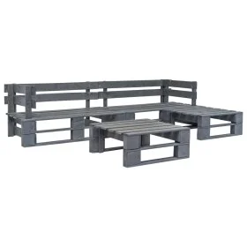 Set de muebles de palés para jardín 4 piezas madera gris by vidaXL, Garden sets - Ref: Foro24-276316, Price: 235,31 €, Discou...