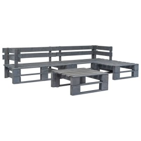Set de muebles de palés para jardín 4 piezas madera gris by vidaXL, Garden sets - Ref: Foro24-276316, Price: 226,73 €, Discou...