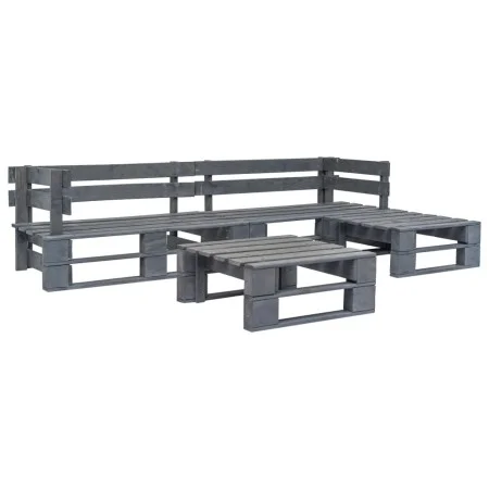 Set de muebles de palés para jardín 4 piezas madera gris by vidaXL, Garden sets - Ref: Foro24-276316, Price: 235,31 €, Discou...
