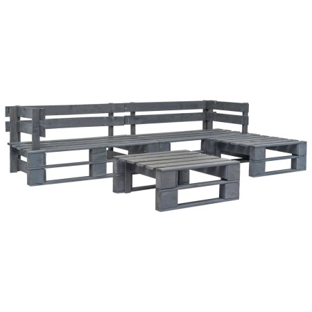 Set de muebles de palés para jardín 4 piezas madera gris by vidaXL, Garden sets - Ref: Foro24-276316, Price: 226,73 €, Discou...