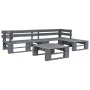 Set de muebles de palés para jardín 4 piezas madera gris by vidaXL, Garden sets - Ref: Foro24-276316, Price: 235,31 €, Discou...