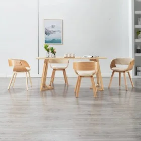 Esszimmerstühle, 4 Stück, gebogenes Holz und cremefarbenes Kunstleder von vidaXL, Essstühle - Ref: Foro24-278863, Preis: 602,...