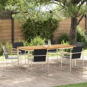 Conjunto de Comedor de Jardín 7 pcs Madera sólida de teca
