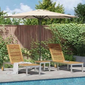 Tumbonas 2 pcs con Mesa 3 pcs Marrón madera maciza de acacia