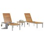 Tumbonas 2 pcs con Mesa 3 pcs Marrón madera maciza de acacia