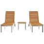 Tumbonas 2 pcs con Mesa 3 pcs Marrón madera maciza de acacia