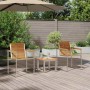 Tumbona 3 pcs Marrón 200 x 60 x 88cm Madera maciza de Acacia