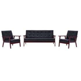 3-teilige Sofagarnitur aus schwarzem Kunstleder von vidaXL, Sofas - Ref: Foro24-279136, Preis: 489,40 €, Rabatt: %