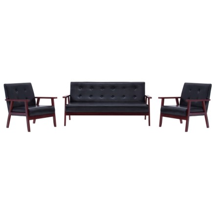 3-teilige Sofagarnitur aus schwarzem Kunstleder von vidaXL, Sofas - Ref: Foro24-279136, Preis: 489,40 €, Rabatt: %