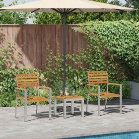 Conjunto de Comedor de Jardín 3 pcs Madera maciza de Acacia