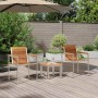 Tumbona 3 pcs Marrón 200 x 60 x 88cm Madera maciza de Teca