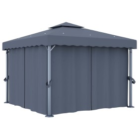Pavillon mit anthrazitgrauem Aluminiumvorhang 3x3 m von vidaXL, Zelte und Pavillons - Ref: Foro24-3053378, Preis: 524,45 €, R...