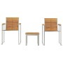 Tumbona 3 pcs Marrón 200 x 60 x 88cm Madera maciza de Teca