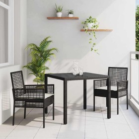 Conjunto de Comedor de Jardín 3 pcs Negro Poliratán