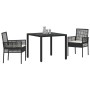 Conjunto de Comedor de Jardín 3 pcs Negro Poliratán