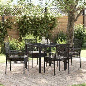 Conjunto de Comedor de Jardín 5 pcs Negro Poliratán