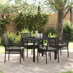 Conjunto de Comedor de Jardín 5 pcs Negro Poliratán