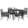 Conjunto de Comedor de Jardín 5 pcs Negro Poliratán