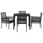 Conjunto de Comedor de Jardín 5 pcs Negro Poliratán
