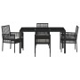 Conjunto de Comedor de Jardín 5 pcs Negro Poliratán