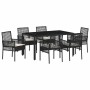 Conjunto de Comedor de Jardín 7 pcs Negro Poliratán