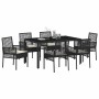 Conjunto de Comedor de Jardín 7 pcs Negro Poliratán