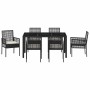 Conjunto de Comedor de Jardín 7 pcs Negro Poliratán