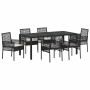 Conjunto de Comedor de Jardín 7 pcs Negro Poliratán