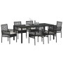 Conjunto de Comedor de Jardín 7 pcs Negro Poliratán