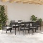 Conjunto de Comedor de Jardín 7 pcs Negro Poliratán
