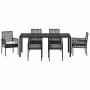 Conjunto de Comedor de Jardín 7 pcs Negro Poliratán
