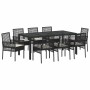 Conjunto de Comedor de Jardín 9 pcs Negro Poliratán