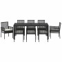 Conjunto de Comedor de Jardín 9 pcs Negro Poliratán