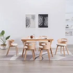 Dining chairs 6 pcs curved wood and cream synthetic leather by vidaXL, dining chairs - Ref: Foro24-278853, Price: 631,29 €, D...