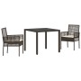 Conjunto de Comedor de Jardín 3 pcs Marrón Poliratán
