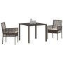 Conjunto de Comedor de Jardín 3 pcs Marrón Poliratán