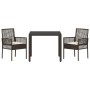 Conjunto de Comedor de Jardín 3 pcs Marrón Poliratán