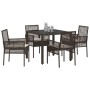Conjunto de Comedor de Jardín 5 pcs Marrón Poliratán