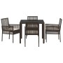 Conjunto de Comedor de Jardín 5 pcs Marrón Poliratán