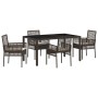 Conjunto de Comedor de Jardín 5 pcs Marrón Poliratán