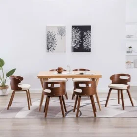 Esszimmerstühle, 6 Stück, gebogenes Holz und cremefarbenes Kunstleder von vidaXL, Essstühle - Ref: Foro24-278849, Preis: 841,...