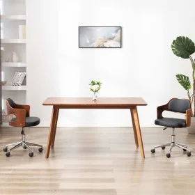 Swivel office chair with curved wood and black synthetic leather by vidaXL, Office chairs - Ref: Foro24-3054848, Price: 156,8...