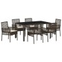 Conjunto de Comedor de Jardín 7 pcs Marrón Poliratán