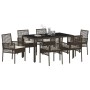 Conjunto de Comedor de Jardín 7 pcs Marrón Poliratán