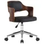 Swivel office chair with curved wood and black synthetic leather by vidaXL, Office chairs - Ref: Foro24-3054848, Price: 156,8...